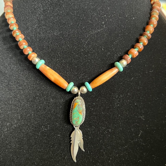 Native American Turquoise bead necklace. Men or woman. Unisex - Picture 2 of 5